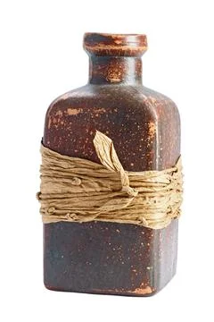 Old ceramic bottle isolated Fotos de archivo