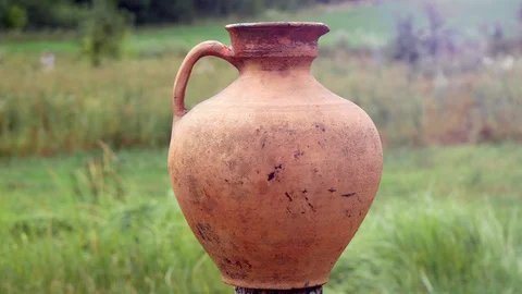 Old Ceramic Clay Jug Stock Footage 127718919