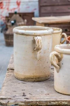 Old ceramic pots Stock Photos