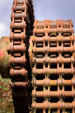 Old chain full of rust, old and not in use anymore Stock Photos