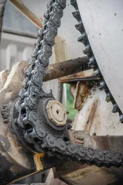 Old chain with propel roller Stock Photos