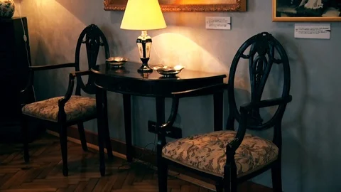 Old Chairs and a table from the last century Video stock 96197991
