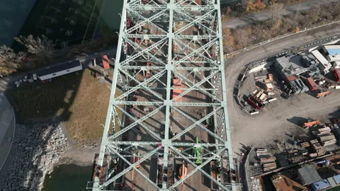 Old Champlain Bridge demolition, Montreal. Aerial overhead looking down. Stock Footage 220361340