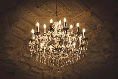 Old chandelier on the ceiling Stock Photos