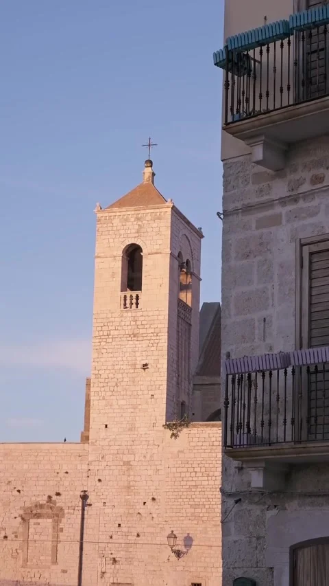 An old chapel in the ancient city of Bari, Italy. A cloudy summer evening. Stock Footage 278965467