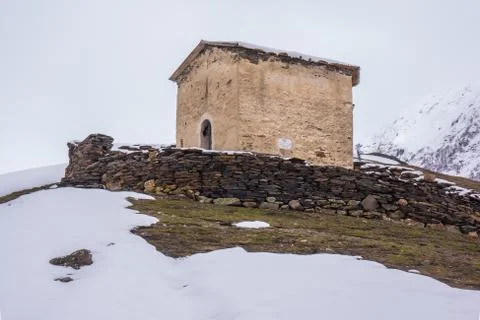 Old chapel in ushguli Stock Photos