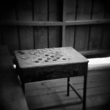 Old checker table Stock Photos