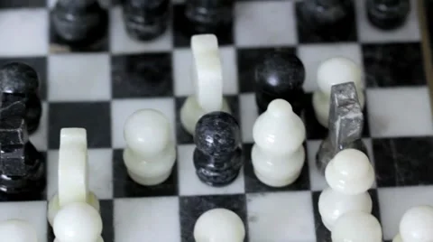 Old chess set diagnol dolly shot Stock Footage 7906727