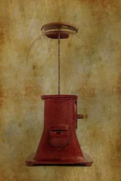 Old chewing gum vending machine about 1930 on grunge Stock Illustration