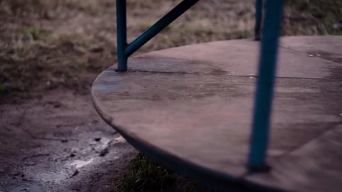 Old children's carousel in the Playground. Close-up Видео 126286802