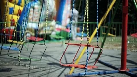 Old, children's carousel without people Video stock 127960815