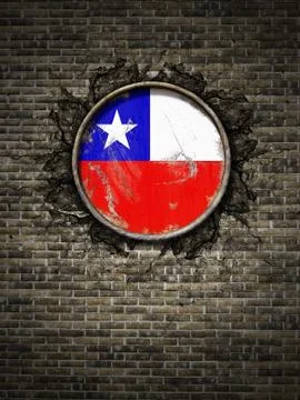 Old Chile flag in brick wall Stock Illustration