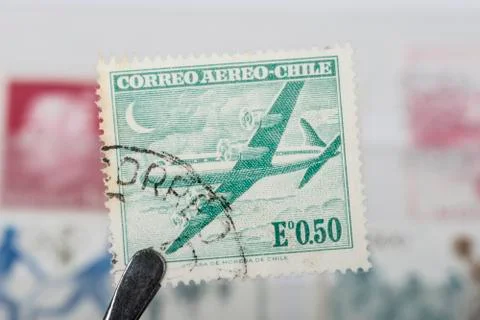 Old Chilean stamp Stock Photos
