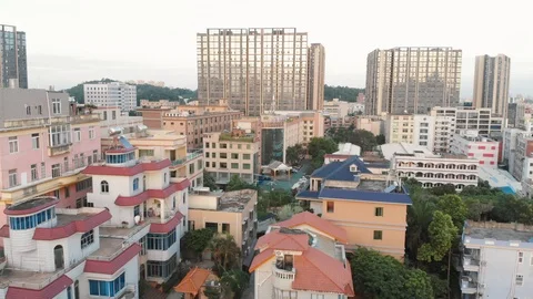 Old Chinese area on the background of modern buildings Stock Footage 113259867