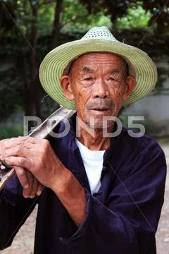 Old Chinese Farmer in Shaoxing, China Stock Photos