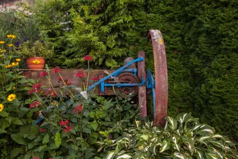 Old chopper converted to a flowerbed Foto stock