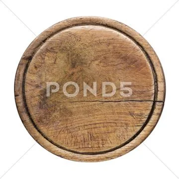 Old chopping wooden block isolated on white background. Stock Photos