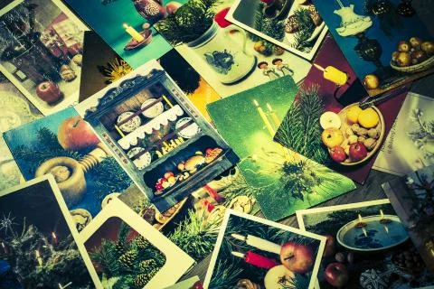 Old christmas postcards Stock Photos