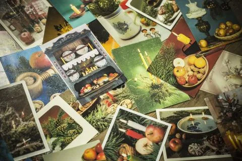 Old christmas postcards Stock Photos