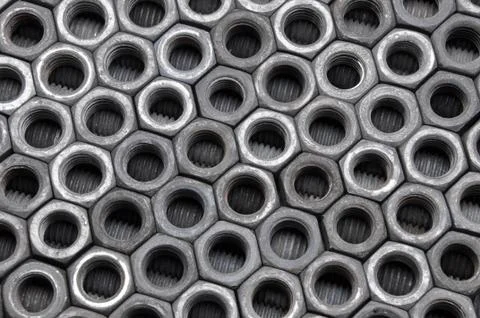 Old chrome nuts Stock Photos