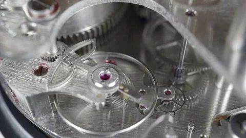 Old Chronometer Aviation Clock Mechanism Top View. Видео 229279252