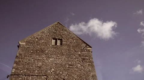 Old church / building, clouds passing by Stock Footage 40947859