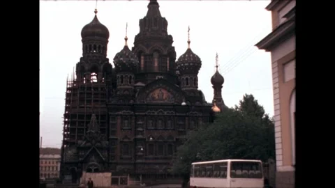 Old Church with Bus Stock Footage 278399381