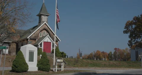 Old Church in The Fall Stock Footage 141766869