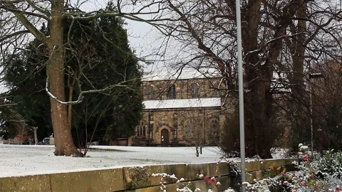 Old church through the trees Stock Footage 85722833