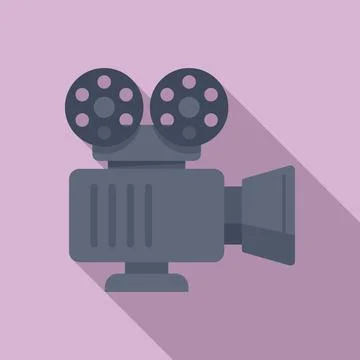 Old cinema camera icon flat vector. Film movie Stock Illustration