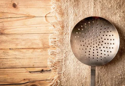 Old circular metal colander Stock Photos
