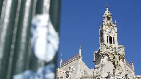 Old city building with statue Stock Footage 78670915