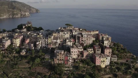 Old city on a cliff at the beach during sunset Stock Footage 170624765