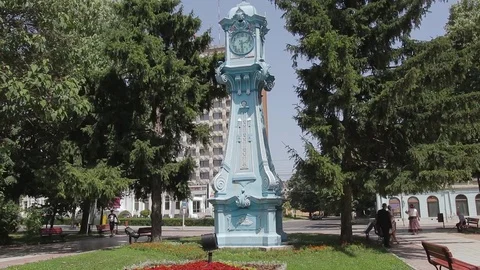 Old city clock in Central Square of Braila, Romania - Color corrected 動画素材 83044407
