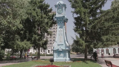 Old city clock in Central Square of Braila, Romania 動画素材 83044446