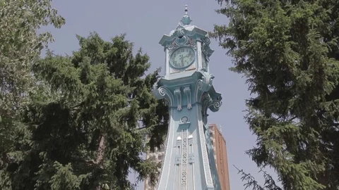 Old city clock in Central Square of Braila, Romania 動画素材 83044469