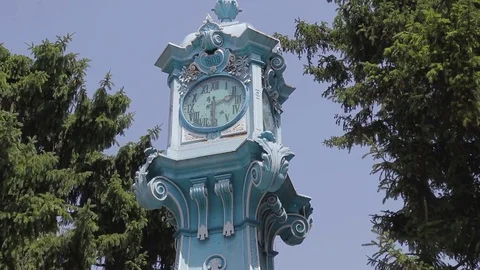 Old city clock in Central Square of Braila, Romania - Color corrected 動画素材 83044479