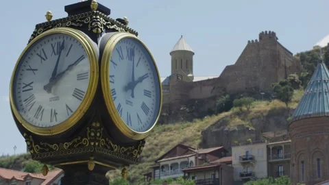 Old city clock Stock Footage 138137189