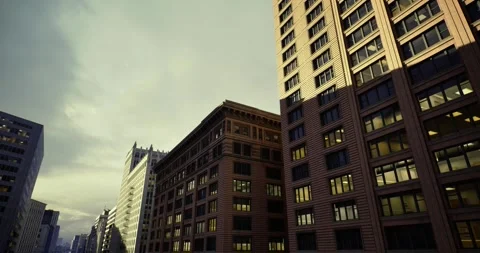 Old city facades showcase gothic details against stormy weather Stock Footage 333563083