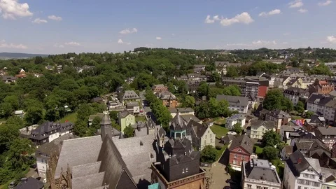 Old  city in Germany camera flying over  Wetzlar in Hessen aerial view Stock Footage 102822614