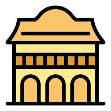 Old city house icon vector flat Stock Illustration