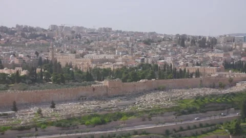 Old city of Jerusalem - Dome Of Rock, Al Aqsa And Temple Mount  Stock Footage 241160548