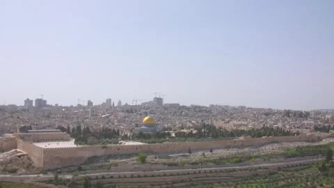Old city of Jerusalem - Dome Of Rock, Al Aqsa And Temple Mount  Stock Footage 241160549