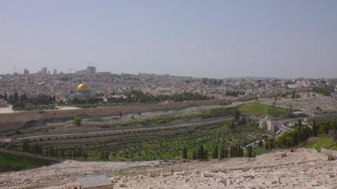 Old city of Jerusalem - Dome Of Rock, Al Aqsa And Temple Mount  Stock Footage 241160573