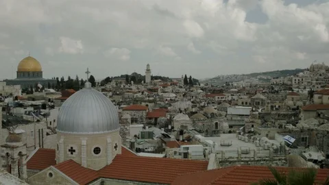 The old city of Jerusalem dramatic skyline Video stock 86292034