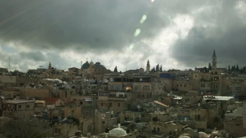 The old city of Jerusalem dramatic skyline Video stock 86293668