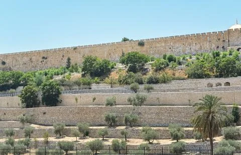 Old city Jerusalem. The Eastern Wall of the Old City of Jerusalem Stock Photos