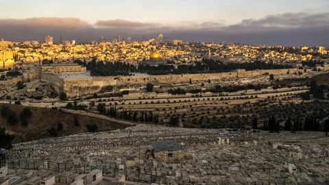 Old City Jerusalem at sunrise Stock Footage 138458588