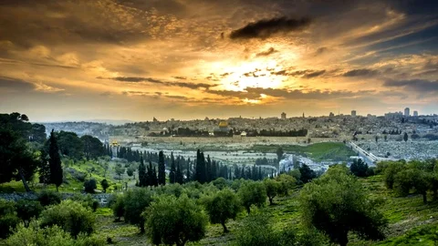 Old City Jerusalem view from the Mount of Olives, Israel; 4K timelapse 스톡 동영상 88279505