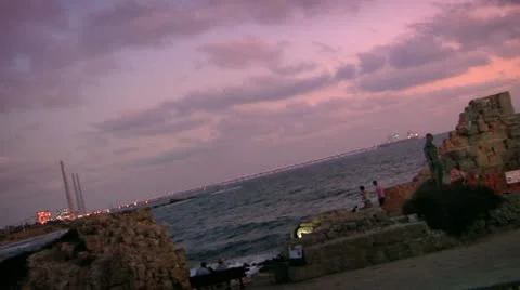 Old City next to Ocean Stock Footage 10930398